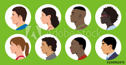 500x260 Multicultural Women And Men Profile Icon Set, Face As Seen