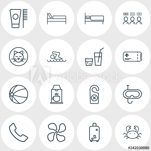 500x500 Vector Illustration Of Travel Icons Line Style Editable Set