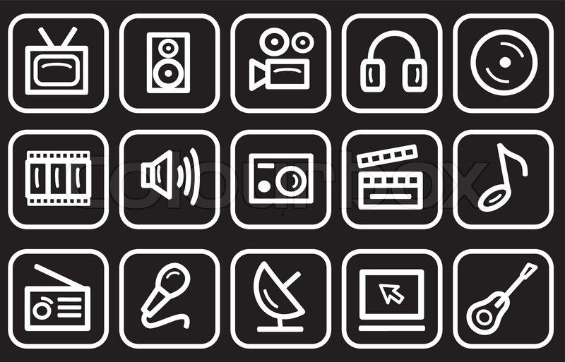 800x513 Multimedia Icon Set Stock Vector Colourbox