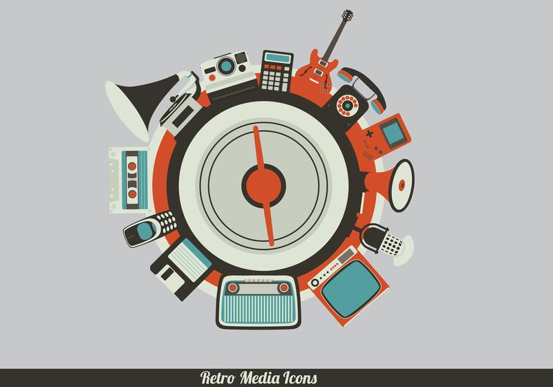 800x560 Retro Media Icon Vectors