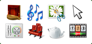 389x186 Vista Style Multimedia Icon Set With Custom Icon Design Service