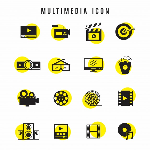 626x626 Black And Yellow Multimedia Icon Set Vector Free Download
