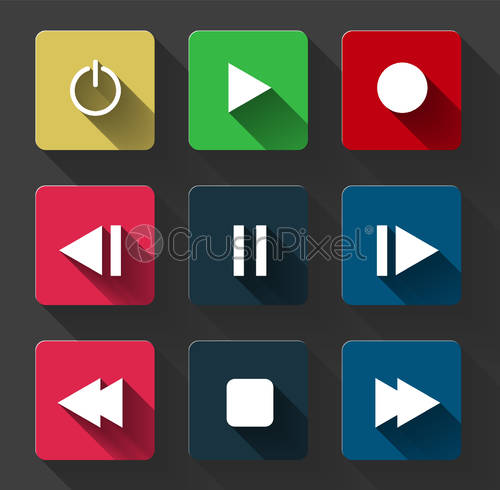 500x490 Symbol Icon Set Media Player Control White Round Buttons,vector