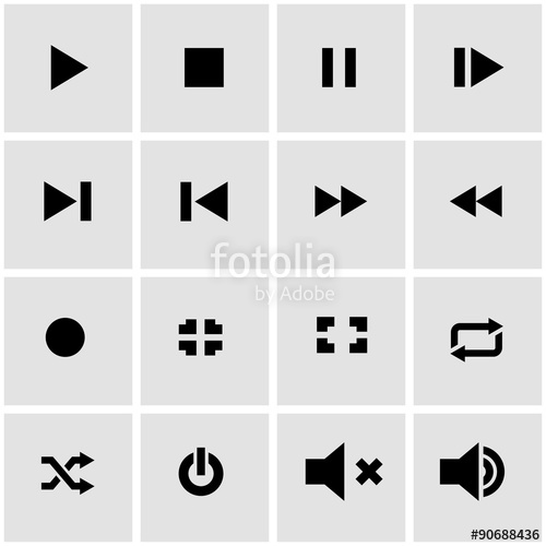 500x500 Vector Black Media Player Icon Set Stock Image And Royalty Free