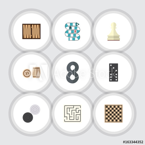 500x500 Flat Icon Entertainment Set Of Labyrinth, Bones Game, Pawn