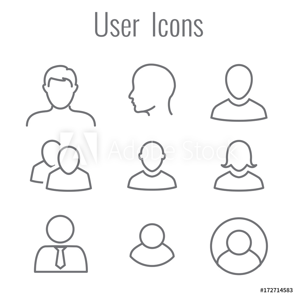 1000x1000 Fotografie, Obraz User Icon Set With Man, Woman, Multiple People