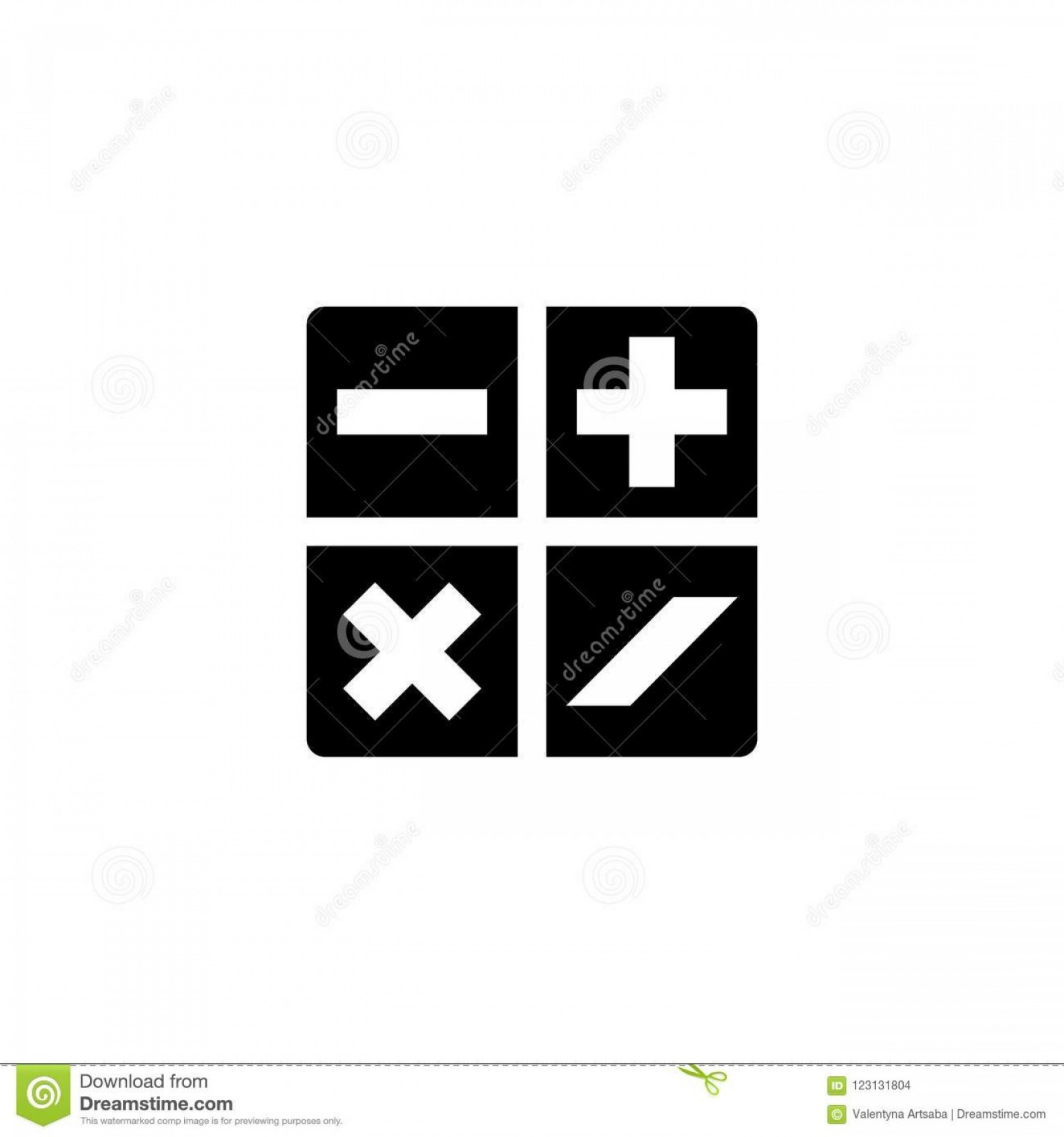 1872x2001 Mathematical Plus Minus Multiplication Division Flat Vector Icon