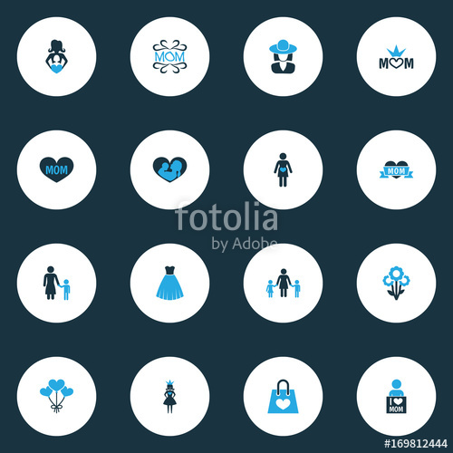 500x500 Mothers Day Colorful Icon Design Concept Set Of Such Elements