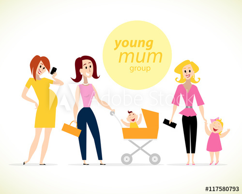 500x400 Vector Flat Profession Characters Mum And Baby Icon Friendly