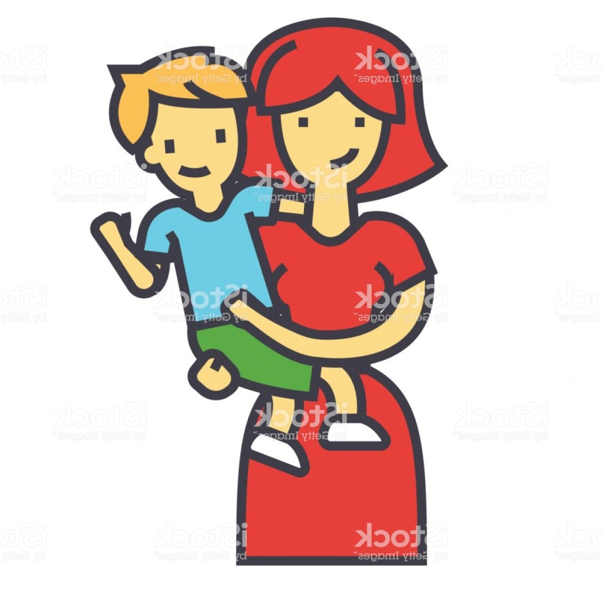 1228x1228 Happy Mother With Son Pretty Mum Embracing Kid Concept Line Vector