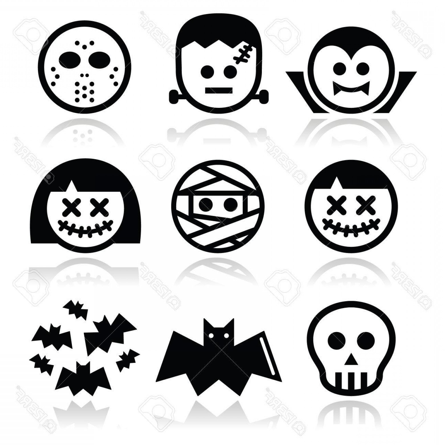 1560x1560 Photostock Vector Halloween Characters Dracula Frankenstein Mummy