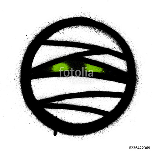 500x497 Graffiti Mummy Icon With Green Glowing Eyes Over White Stock