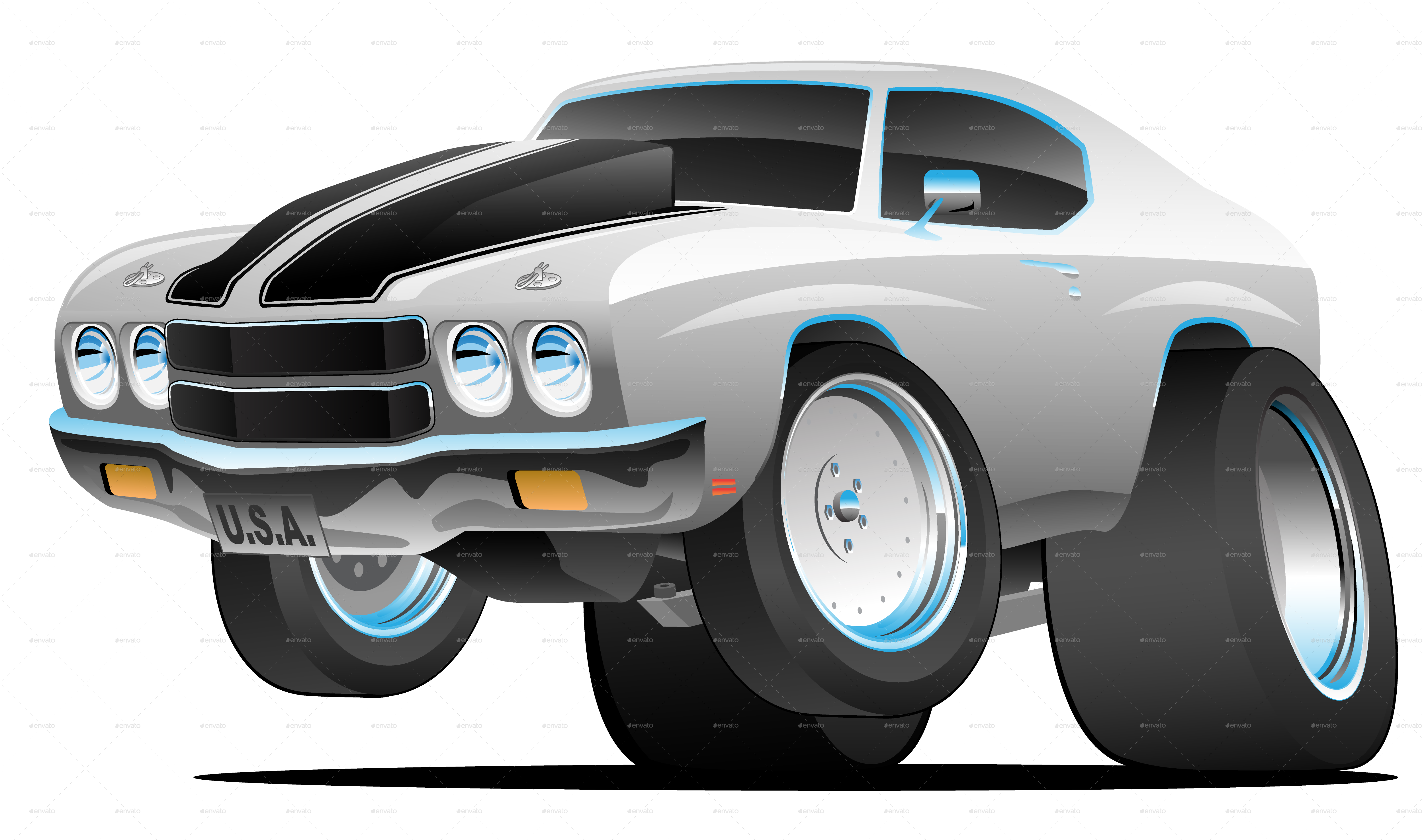 Classic Seventies Style American Muscle Car Cartoon 5000x2952 Classic Seventies Style American Muscle Car Cartoon