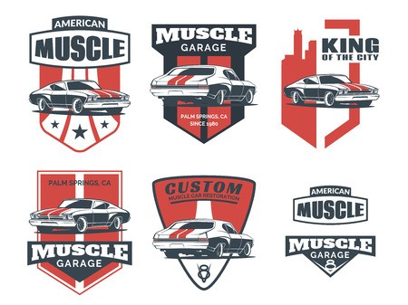 Set Of Classic Muscle Car Icon, Emblems, Badges And Icons Isolated 450x337 Set Of Classic Muscle Car Icon, Emblems, Badges And Icons Isolated