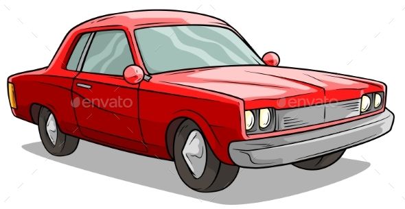 Cartoon Red American Retro Muscle Car Vector Icon 590x305 Cartoon Red American Retro Muscle Car Vector Icon