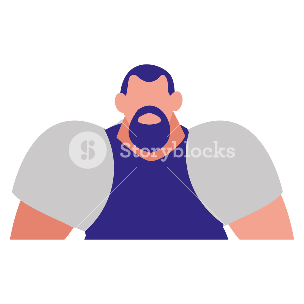 1000x1000 Avatar Muscle Man Icon Over White Background, Vector Illustration