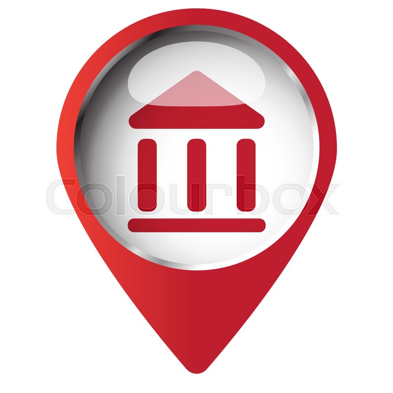 800x800 Map Pin Symbol With Museum Icon Red Stock Vector Colourbox