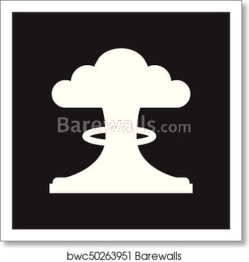 362x382 Flat Icon In Black And White Mushroom Cloud, Art Print Barewalls