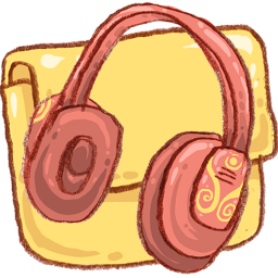 256x256 Folder, Headphones, Music Icon