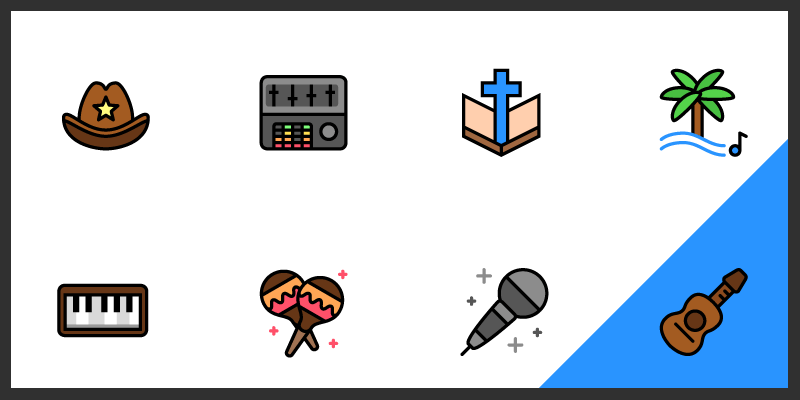 800x400 Free Music Genres Icons Pack