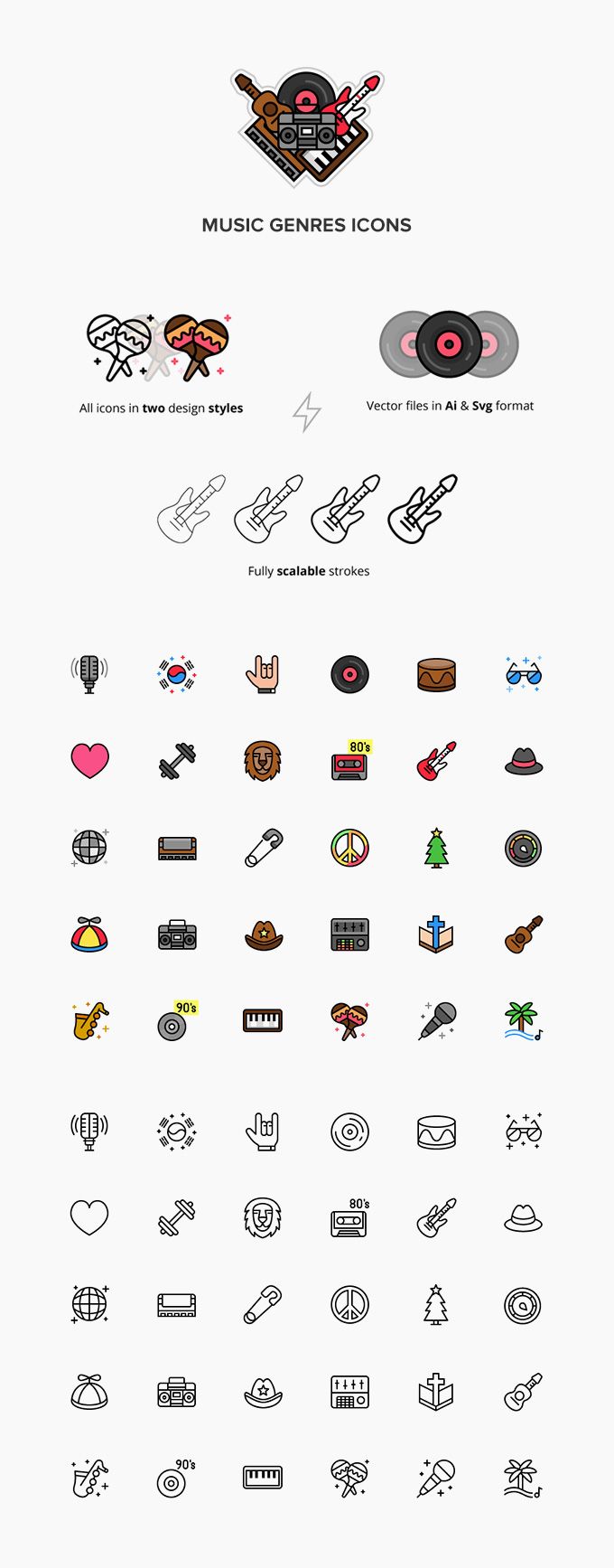 680x1735 Free Music Icon Set