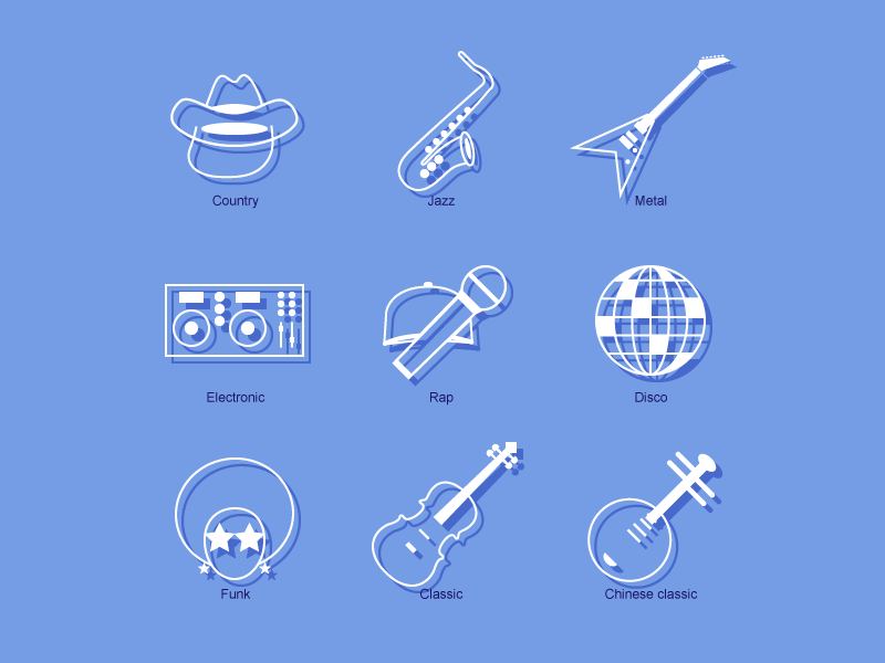 800x600 Music Genre Line Icons