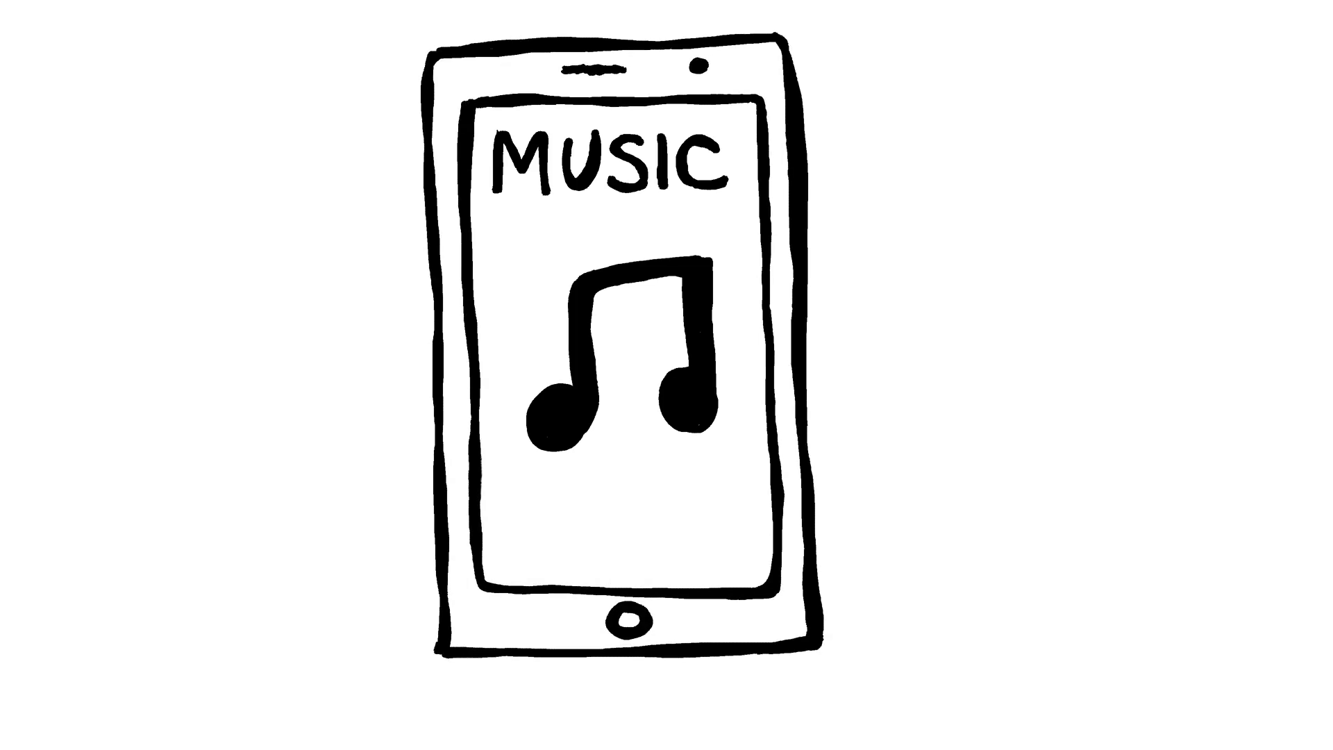 1920x1080 Music Icon On Smartphone Scribble Animation Doodle Cartoon