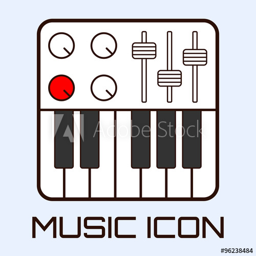 500x500 Lineart Musical Icon Of Midi Keyboard Or Electric Piano, White