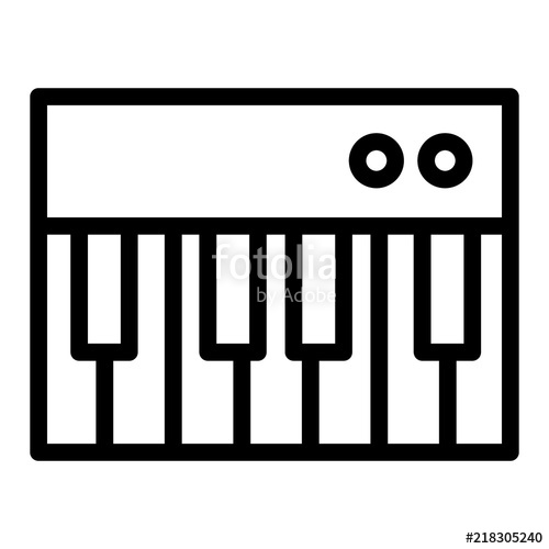 500x500 Piano Toy Line Icon Keyboard Vector Illustration Isolated
