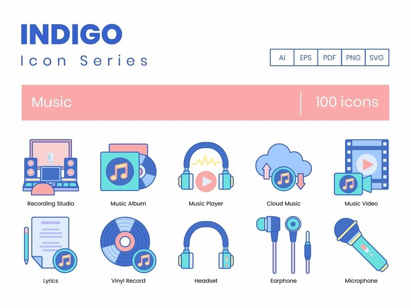 800x600 Music Icons Indigo Series