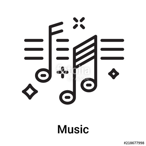 500x500 Music Icon Vector Isolated On White Background, Music Sign Line