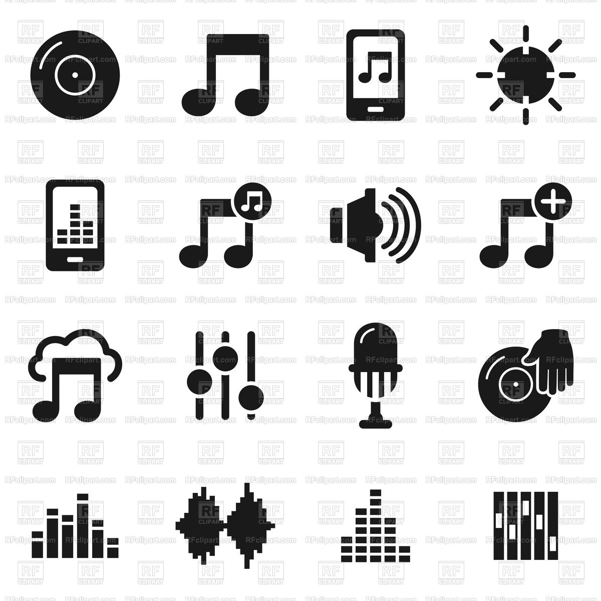 1200x1200 Set Of Music Icons Vector Image Of Icons And Emblems