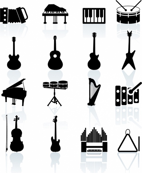 493x600 Music Instruments Black And White Icon Set Free Vector In Adobe