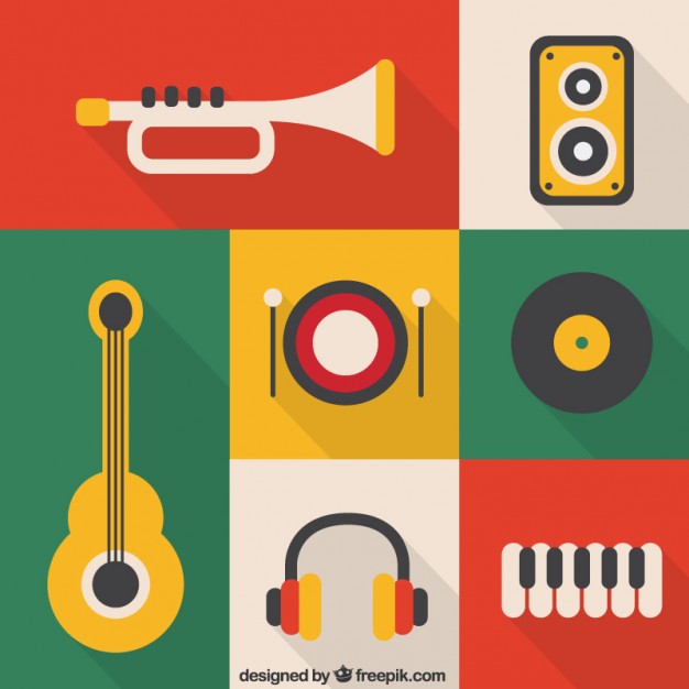 626x626 Colored Music Instrument Icons Vector Free Download