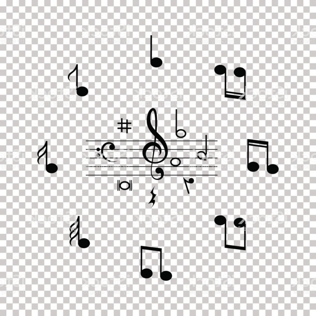 1228x1228 Set Of Black Music Notes Icon Isolated On Transparent Background