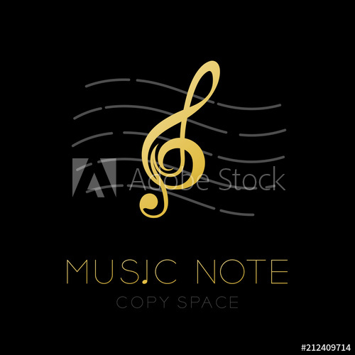 500x500 Music Note Gold Color With Dash Line Staff, Logo Icon Set Design