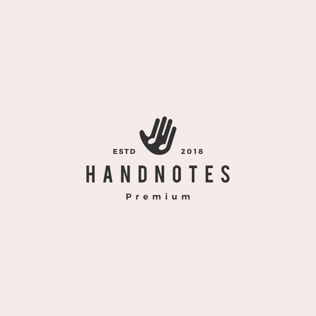 626x626 Hand Music Notes Logo Vector Icon Illustration Vector Premium