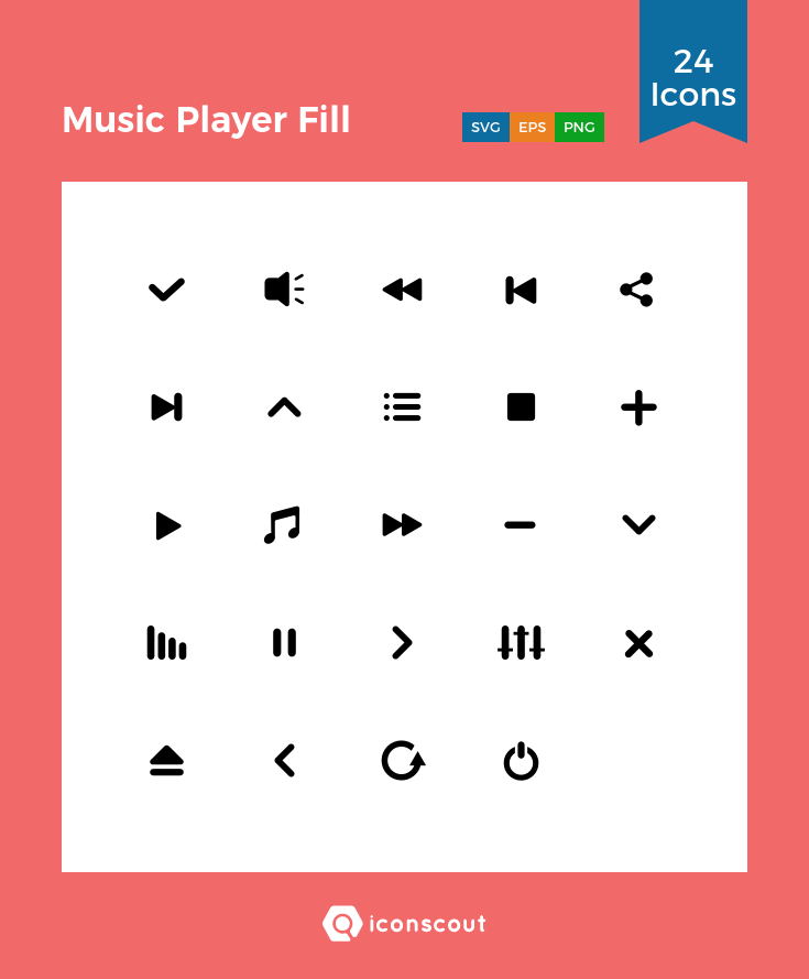 735x889 Music Player Fill Icon Pack