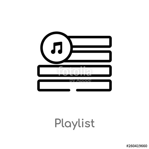 500x500 Outline Playlist Vector Icon Isolated Black Simple Line Element