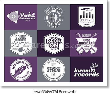 435x370 Set Of Vector Music Production Logo Musical Label Icons Music