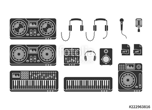 500x361 Set Of Vector Icons Of Music Production Tools Stock Image