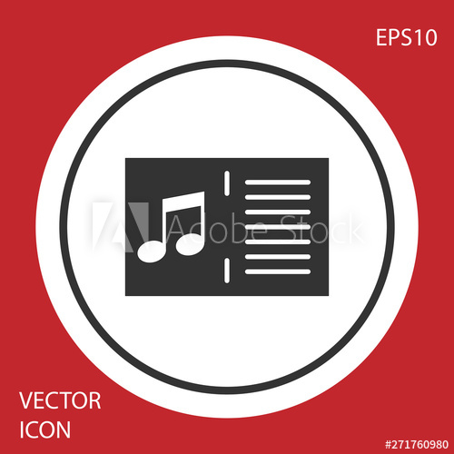 500x500 Grey Music Book With Note Icon Isolated On Red Background Music