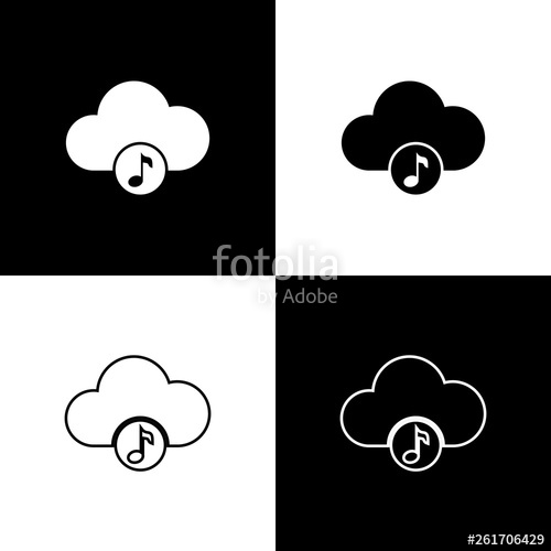 500x500 Set Music Streaming Service Icon Isolated Icon On Black And White