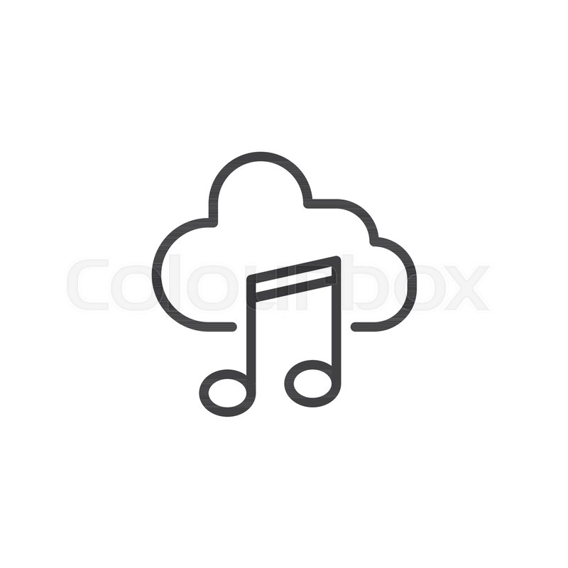 800x800 Cloud Music Note Line Icon, Outline Stock Vector Colourbox