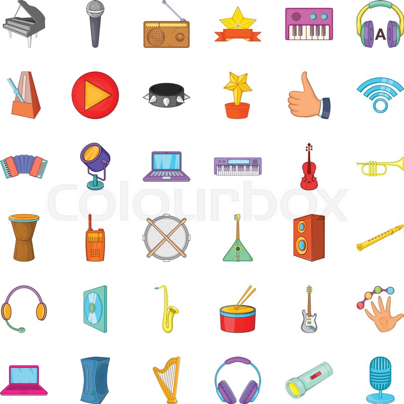 800x800 Music Studio Icons Set Cartoon Set Of Stock Vector Colourbox