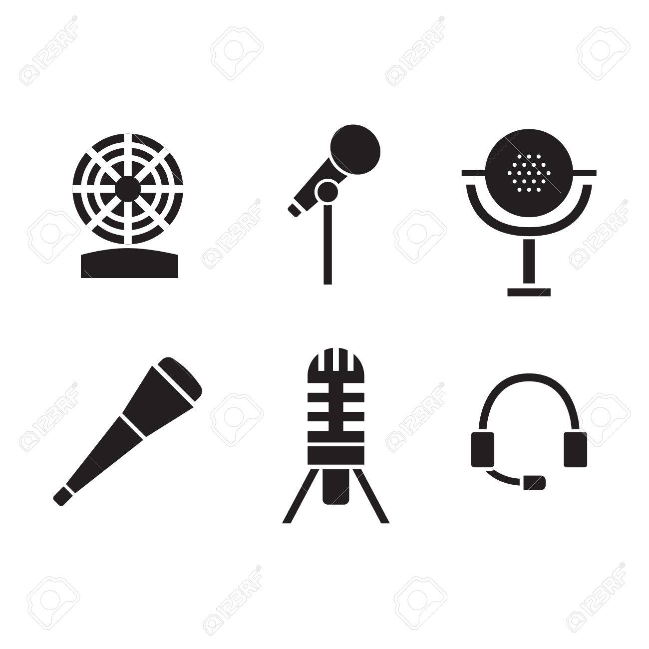 1300x1300 Different Microphones Types Icons Journalist Vector