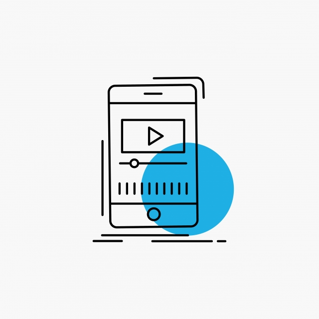 640x640 Media Music Player Video Mobile Line Icon, Background, Business