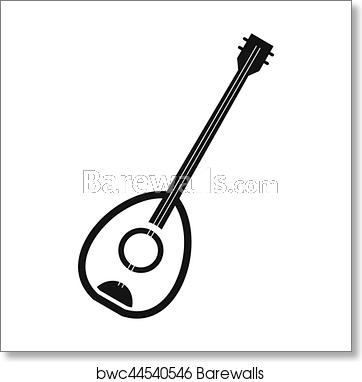 362x382 Saz Turkish Music Instrument Icon, Simple Style, Art Print