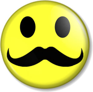 Moustache Smiley Pin Button Badge Novelty Movember 300x299 Moustache Smiley Pin Button Badge Novelty Movember