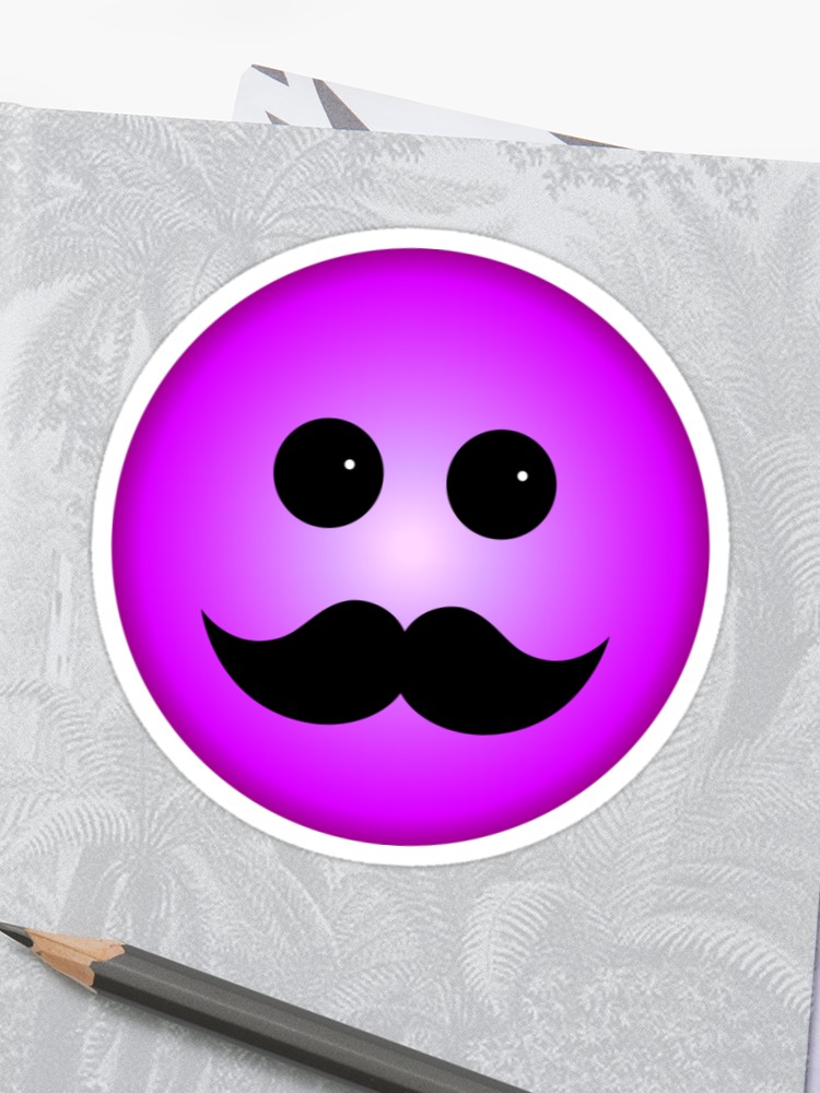 Purple Smiley Emoticon With Black Mustache Stickers 750x1000 Purple Smiley Emoticon With Black Mustache Stickers